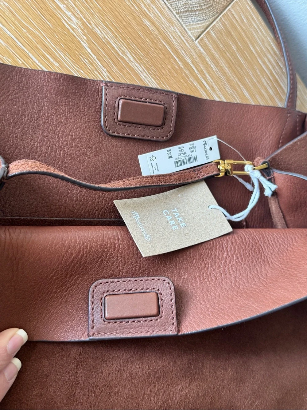 NWT! MADEWELL The Shopper Tote in Suede, Soft Mahogany Brown NR388 Oversized Bag - Picture 11 of 16